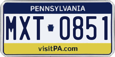 PA license plate MXT0851