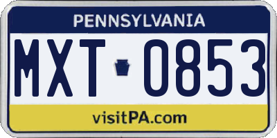 PA license plate MXT0853
