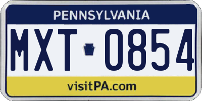 PA license plate MXT0854