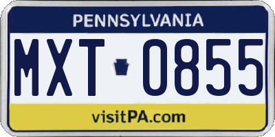 PA license plate MXT0855