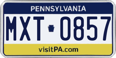 PA license plate MXT0857