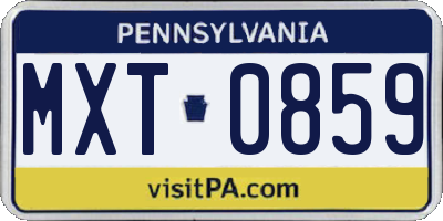 PA license plate MXT0859