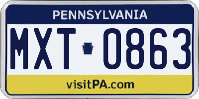 PA license plate MXT0863