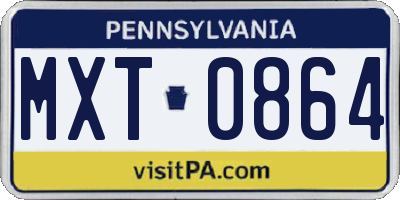 PA license plate MXT0864