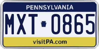 PA license plate MXT0865