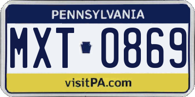 PA license plate MXT0869