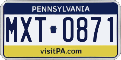 PA license plate MXT0871