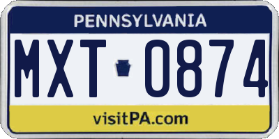 PA license plate MXT0874