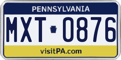 PA license plate MXT0876