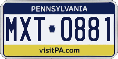 PA license plate MXT0881