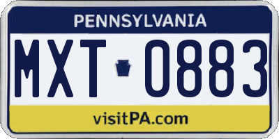 PA license plate MXT0883