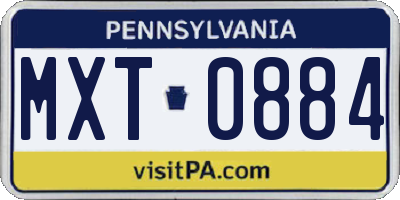 PA license plate MXT0884