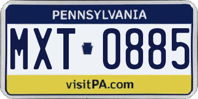PA license plate MXT0885