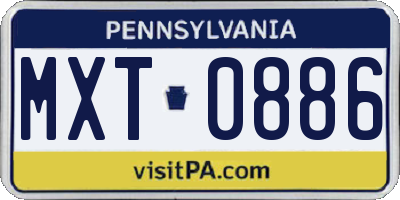 PA license plate MXT0886