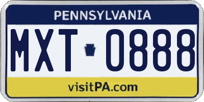 PA license plate MXT0888