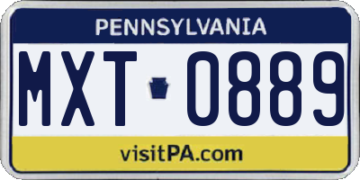 PA license plate MXT0889