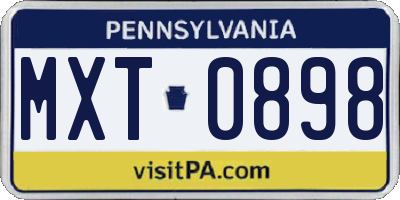 PA license plate MXT0898