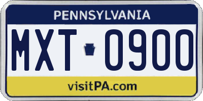 PA license plate MXT0900