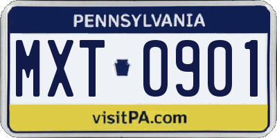 PA license plate MXT0901