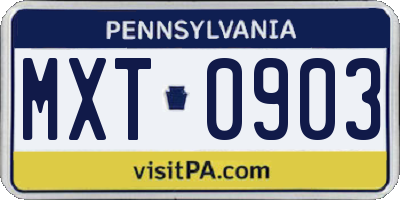PA license plate MXT0903