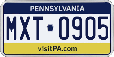 PA license plate MXT0905