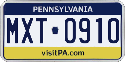 PA license plate MXT0910