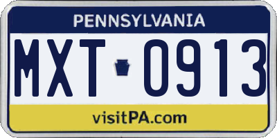 PA license plate MXT0913