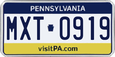 PA license plate MXT0919