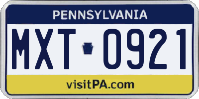 PA license plate MXT0921