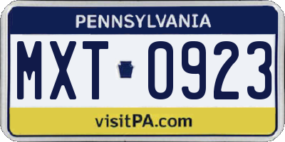 PA license plate MXT0923