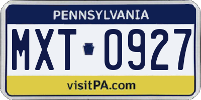 PA license plate MXT0927