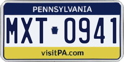 PA license plate MXT0941