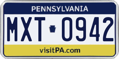 PA license plate MXT0942