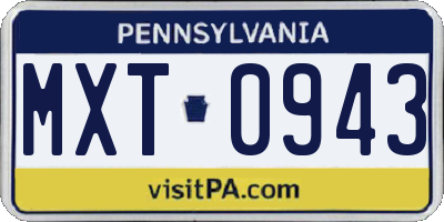 PA license plate MXT0943