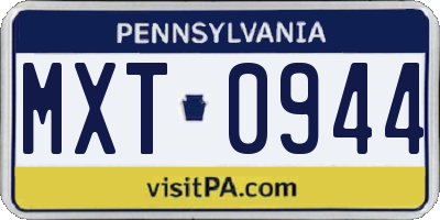 PA license plate MXT0944