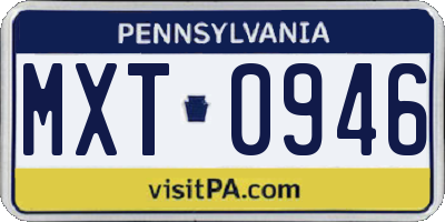 PA license plate MXT0946