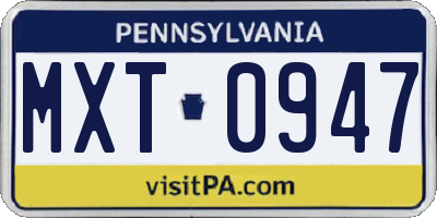 PA license plate MXT0947