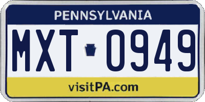 PA license plate MXT0949