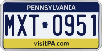 PA license plate MXT0951