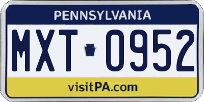 PA license plate MXT0952