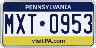 PA license plate MXT0953