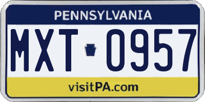 PA license plate MXT0957