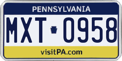 PA license plate MXT0958