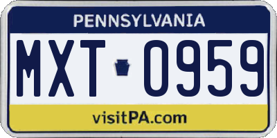 PA license plate MXT0959