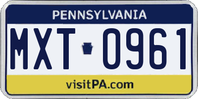 PA license plate MXT0961