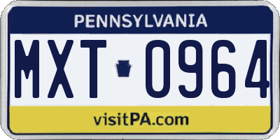 PA license plate MXT0964