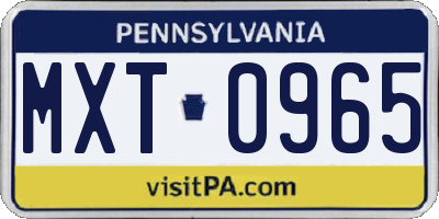 PA license plate MXT0965