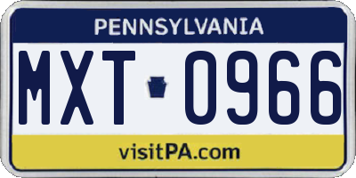 PA license plate MXT0966
