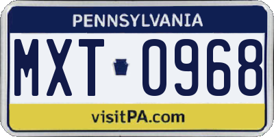 PA license plate MXT0968