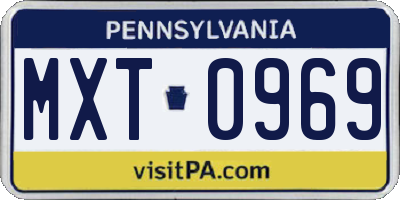 PA license plate MXT0969